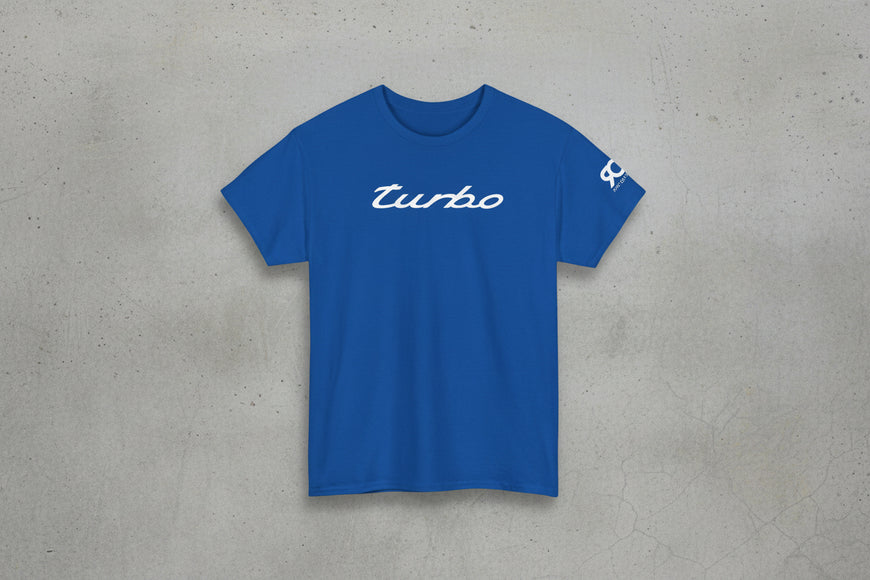 Turbo Script T-Shirt — Minimalist Car-Inspired Tee
