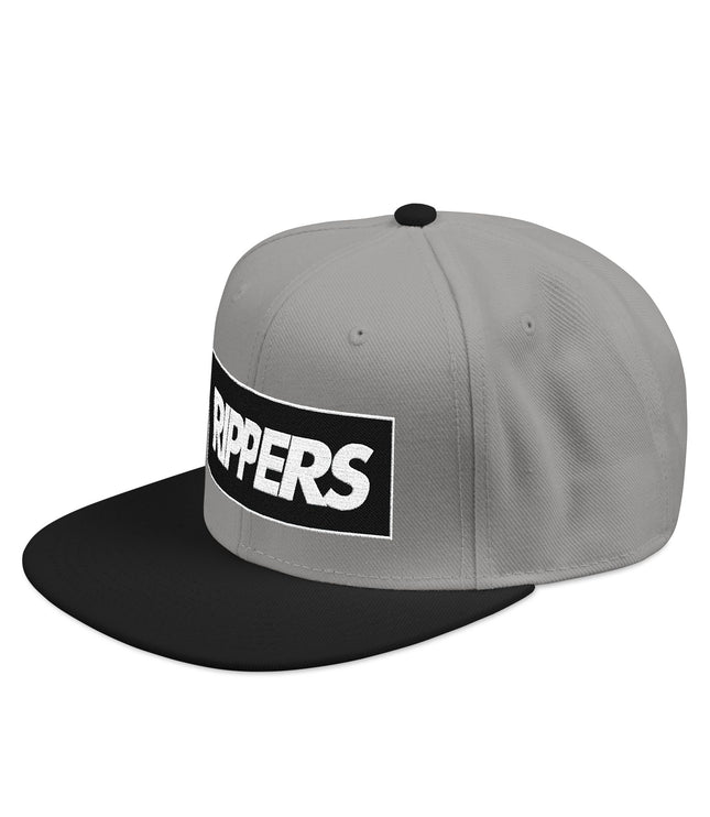 Embroidered 'RIPPERS' Snapback Hat — Black/Charcoal Streetwear Cap