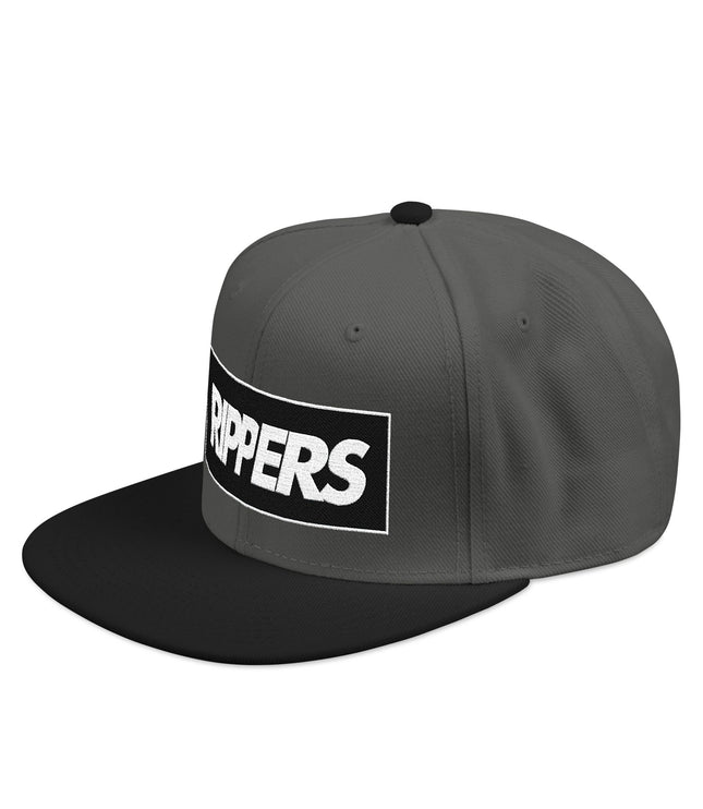 Embroidered 'RIPPERS' Snapback Hat — Black/Charcoal Streetwear Cap