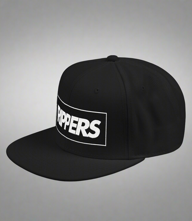 Embroidered 'RIPPERS' Snapback Hat — Black/Charcoal Streetwear Cap